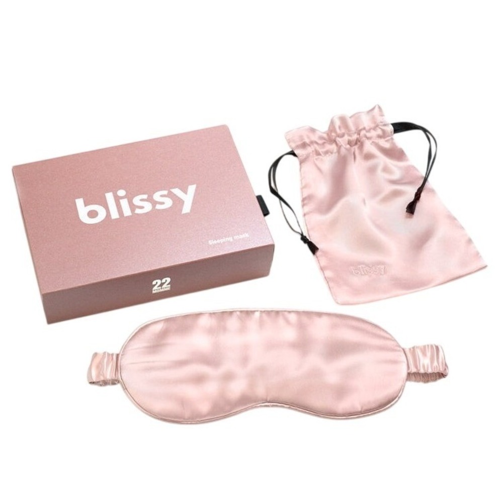 Blissy 100% Mulberry Silk Sleep Mask Pink 22 Momme Contoured Eye Mask NIB